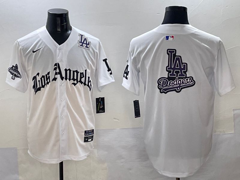 Men Los Angeles Dodgers Blank White Five generations Joint Name 2025 Nike MLB Jersey style 69->los angeles dodgers->MLB Jersey